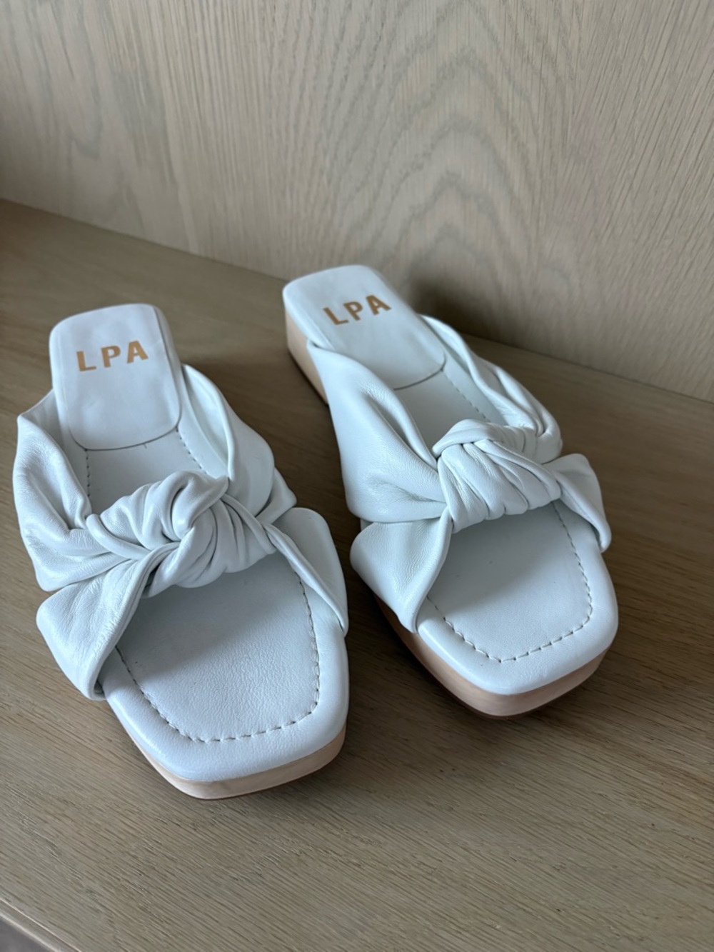 LPA White Knotted Slide Mules